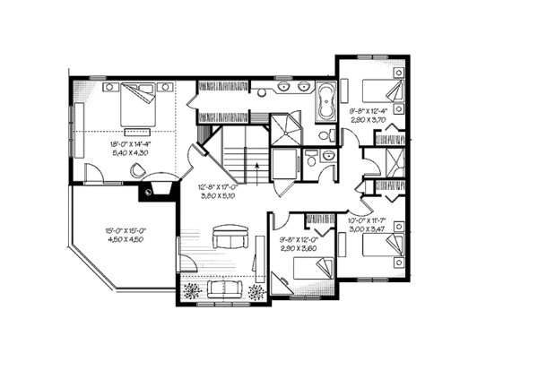 House Design - Country Floor Plan - Upper Floor Plan #23-2417