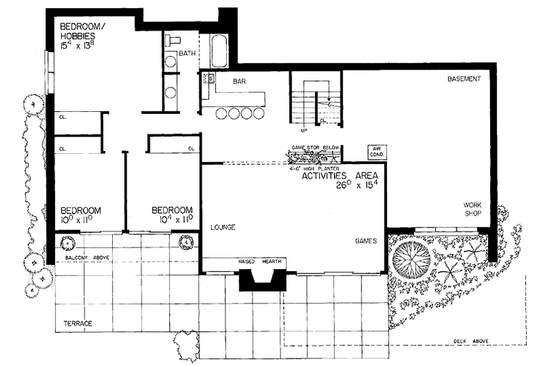 Home Plan - Floor Plan - Lower Floor for Contemporary House Plan #72-768 - 4 bed, 2.5 bath
