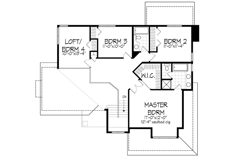 Dream House Plan - Floor Plan - Upper Floor for Prairie House Plan #320-1077 - 3 bed, 2.5 bath