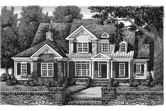Exterior - Front Elevation 3 for Colonial House Plan #927-914 - 4 bed, 3.5 bath