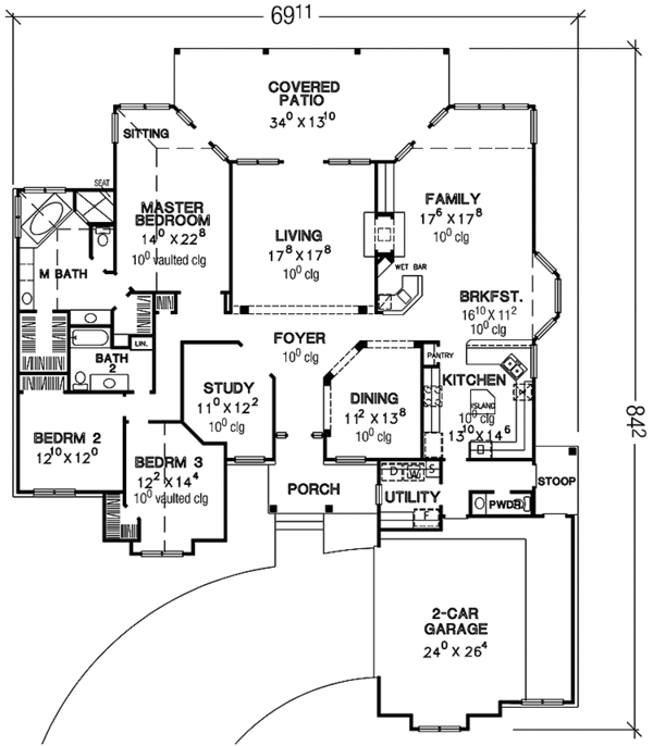 Architectural House Design - Country Floor Plan - Main Floor Plan #472-343