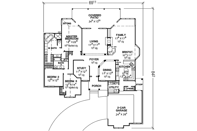Home Plan - Floor Plan - Main Floor for Country House Plan #472-343 - 3 bed, 2.5 bath