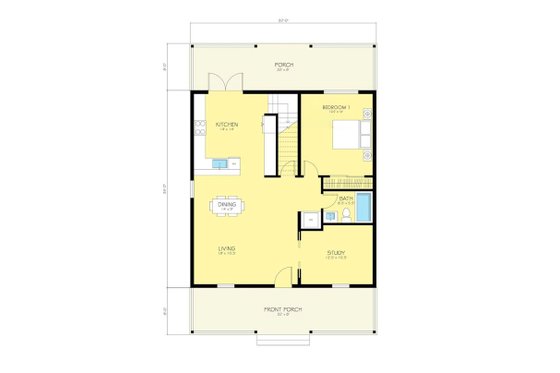 Floor Plan - Main Floor for Cottage House Plan #497-13 - 2 bed, 2 bath