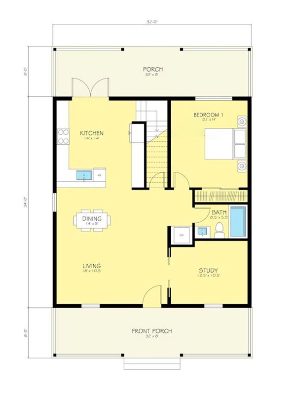 House Design - Cottage Floor Plan - Main Floor Plan #497-13