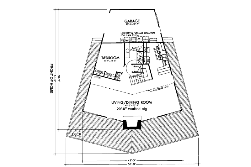 Home Plan - Floor Plan - Main Floor for Contemporary House Plan #320-1024 - 3 bed, 2 bath