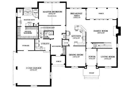 Floor Plan - Main Floor for European House Plan #137-117 - 4 bed, 3 bath