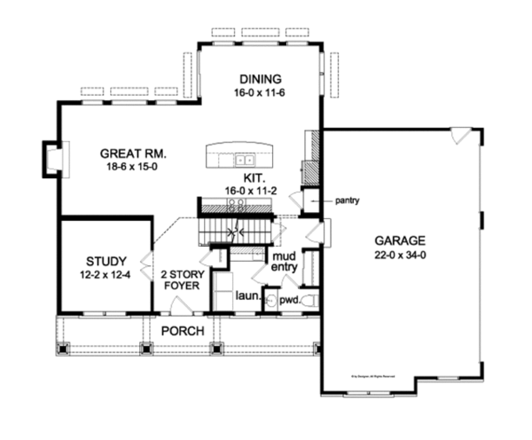 Architectural House Design - Country Floor Plan - Main Floor Plan #1010-91