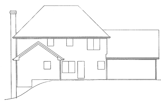 Exterior - Rear Elevation for Traditional House Plan #56-648 - 4 bed, 2.5 bath