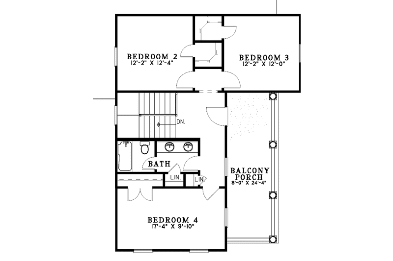 House Blueprint - Floor Plan - Upper Floor for Classical House Plan #17-3007 - 4 bed, 2.5 bath