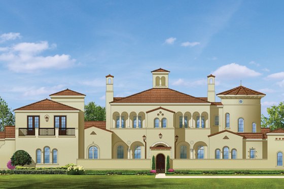 Exterior - Front Elevation 3 for Mediterranean House Plan #1058-25 - 5 bed, 6 bath