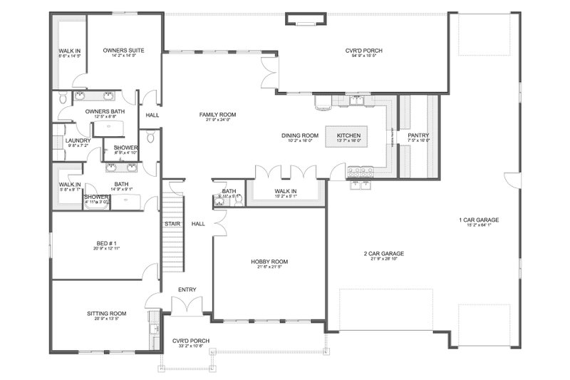 House Design - Floor Plan - Main Floor for Farmhouse House Plan #1060-347 - 4 bed, 4.5 bath