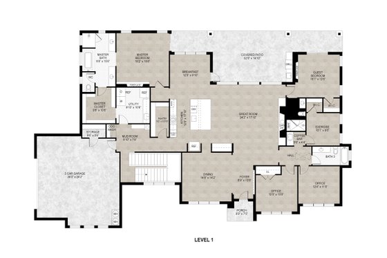 Floor Plan - Main Floor for Modern House Plan #1110-38 - 4 bed, 5 bath
