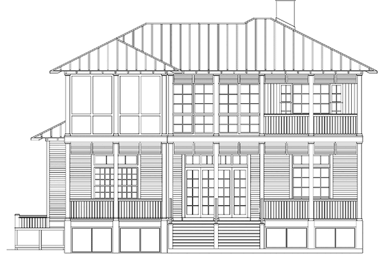 Exterior - Rear Elevation for Country House Plan #930-88 - 5 bed, 5.5 bath