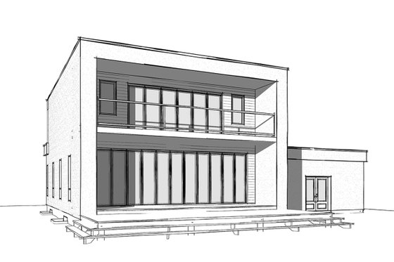 Exterior - Rear Elevation for Contemporary House Plan #23-2645 - 3 bed, 2.5 bath