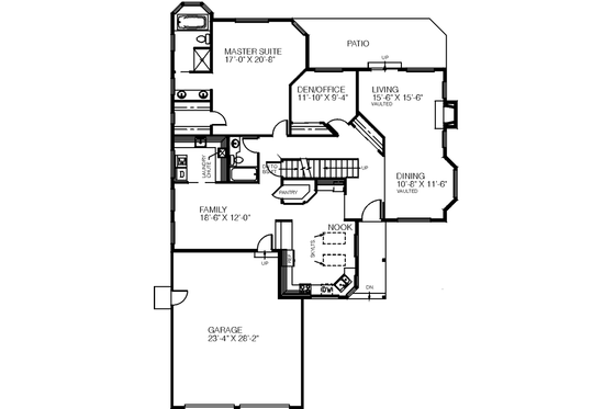 Floor Plan - Main Floor for Traditional House Plan #60-183 - 4 bed, 3 bath