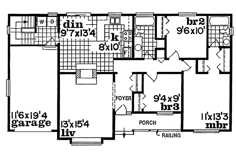 Dream House Plan - Floor Plan - Main Floor for Country House Plan #47-786 - 3 bed, 2 bath