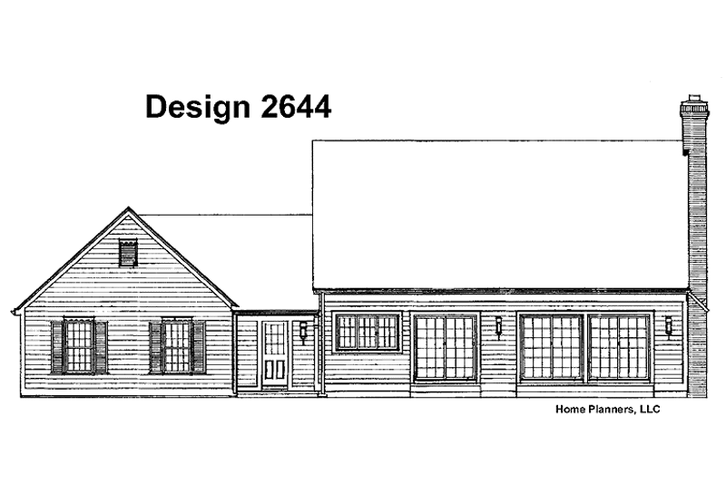 Home Plan - Exterior - Rear Elevation for Colonial House Plan #72-677 - 3 bed, 2.5 bath