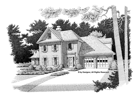 Exterior - Front Elevation 3 for Colonial House Plan #56-665 - 3 bed, 2.5 bath