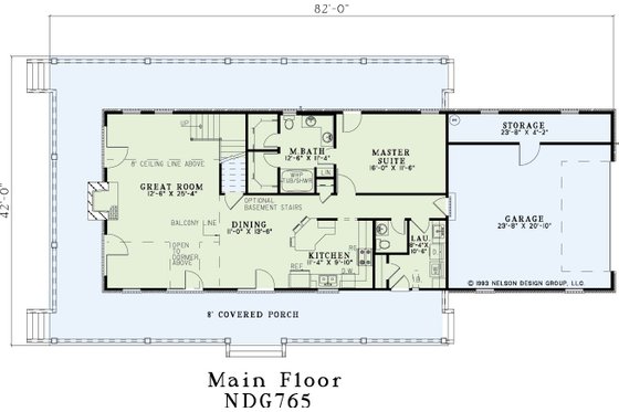 Floor Plan - Main Floor for Traditional House Plan #17-1163 - 3 bed, 2.5 bath
