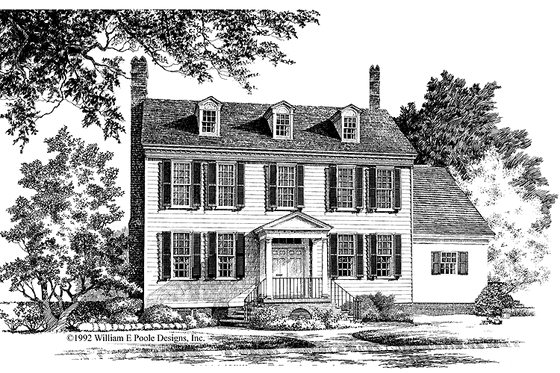 Exterior - Front Elevation for Colonial House Plan #137-353 - 4 bed, 3 bath