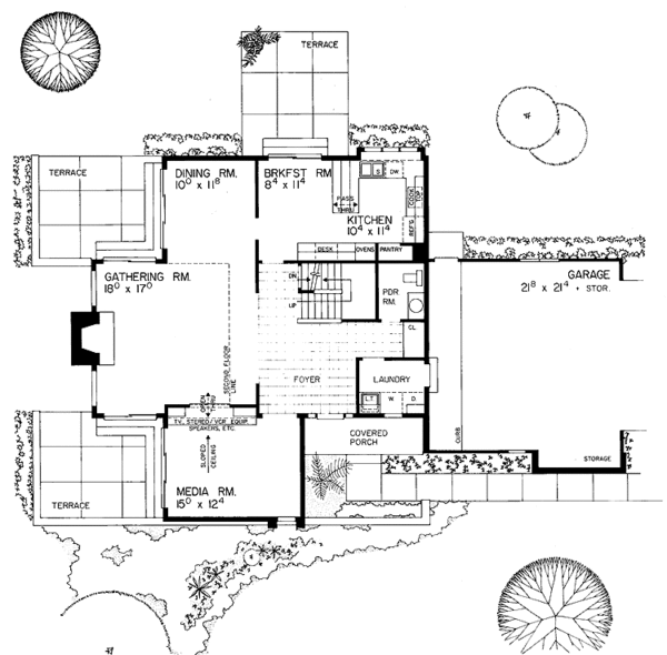 House Blueprint - Contemporary Floor Plan - Main Floor Plan #72-775