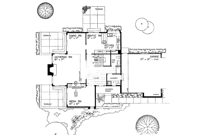 Dream House Plan - Floor Plan - Main Floor for Contemporary House Plan #72-775 - 2 bed, 2.5 bath