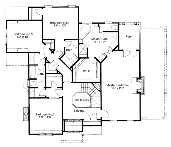 Dream House Plan - Country Floor Plan - Upper Floor Plan #429-71