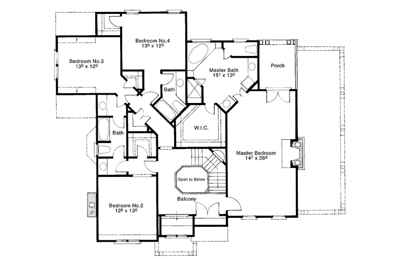 Home Plan - Floor Plan - Upper Floor for Country House Plan #429-71 - 4 bed, 3.5 bath