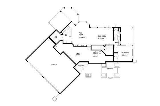 Floor Plan - Lower Floor for Traditional House Plan #56-599 - 5 bed, 4.5 bath