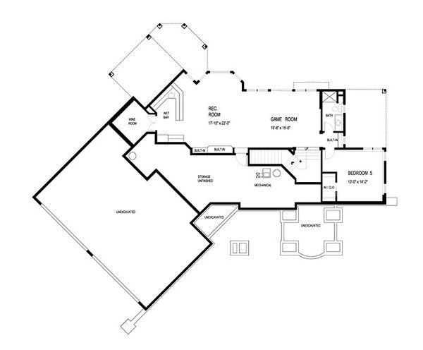 Traditional Floor Plan - Lower Floor Plan #56-599