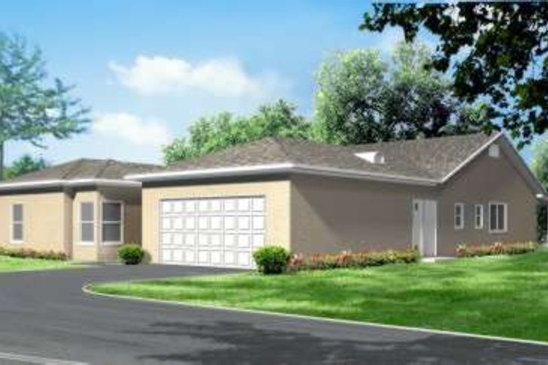 House Blueprint - Adobe / Southwestern Exterior - Front Elevation Plan #1-571
