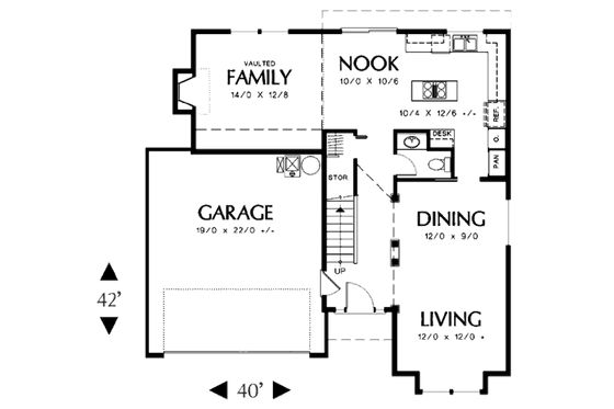 Floor Plan - Main Floor for Traditional House Plan #48-305 - 3 bed, 2.5 bath