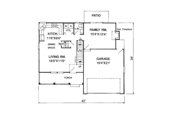 Floor Plan - Main Floor for Traditional House Plan #116-195 - 4 bed, 2 bath