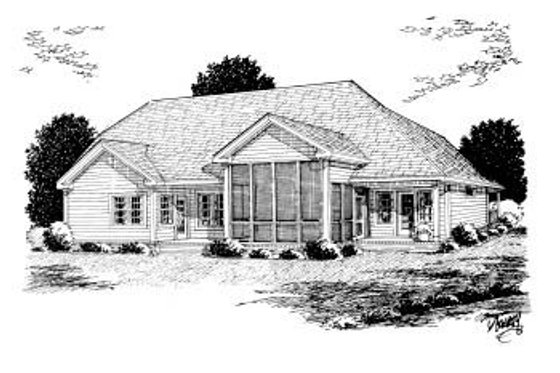 Exterior - Rear Elevation for Country House Plan #20-2007 - 3 bed, 2 bath