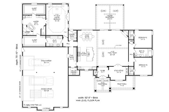 Floor Plan - Main Floor for Southern House Plan #932-812 - 3 bed, 2.5 bath