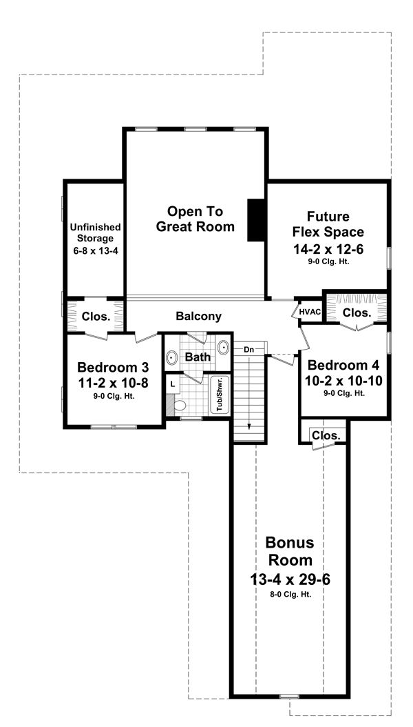 Farmhouse Floor Plan - Upper Floor Plan #21-331