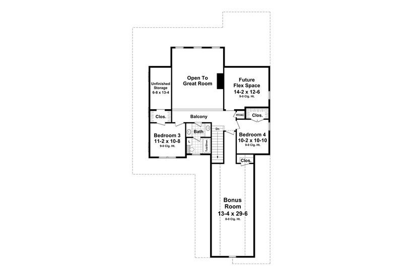House Blueprint - Floor Plan - Upper Floor for Farmhouse House Plan #21-331 - 4 bed, 2 bath