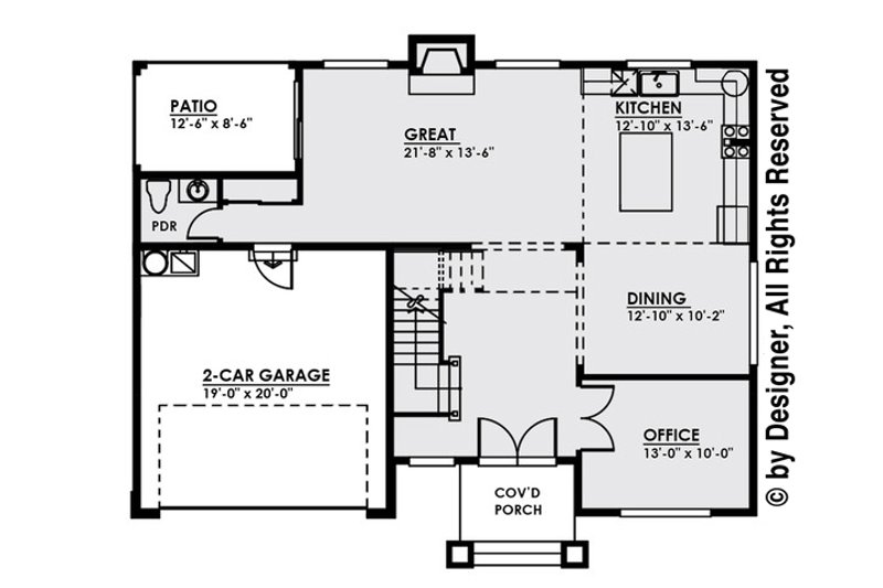 Home Plan - Floor Plan - Main Floor for Contemporary House Plan #1066-4 - 3 bed, 2.5 bath