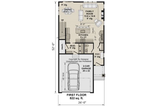 Floor Plan - Main Floor for Farmhouse House Plan #51-1518 - 4 bed, 2.5 bath