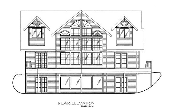 Exterior - Rear Elevation 3 for Log House Plan #117-675 - 3 bed, 2.5 bath