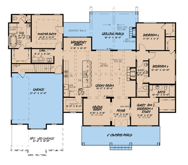 Architectural House Design - Country Floor Plan - Main Floor Plan #923-122