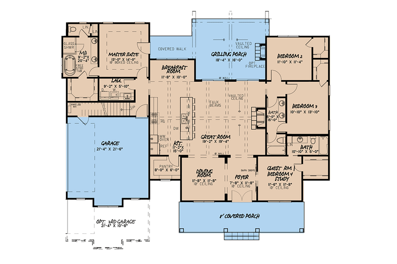 Dream House Plan - Floor Plan - Main Floor for Country House Plan #923-122 - 4 bed, 3 bath