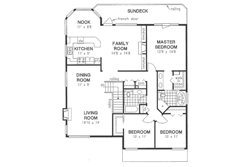 House Design - Floor Plan - Main Floor for Traditional House Plan #18-9242 - 4 bed, 2 bath