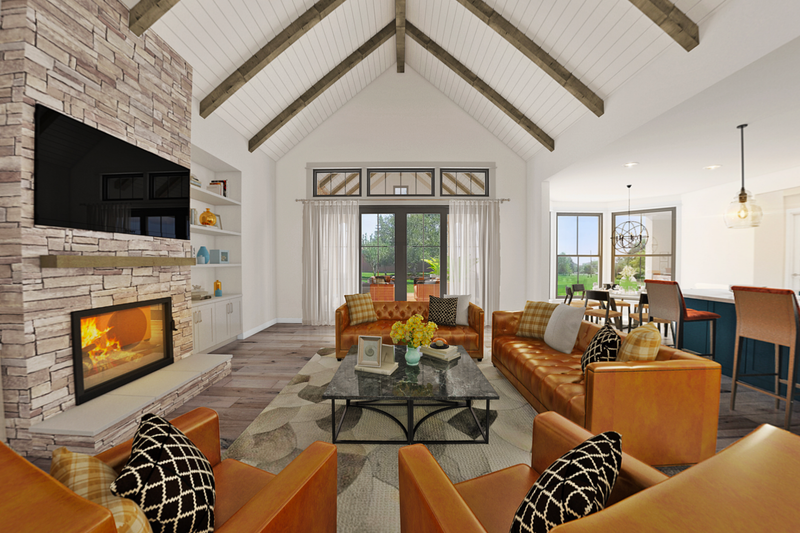 Architectural House Design - Interior - Family Room for Farmhouse House Plan #48-983 - 3 bed, 2.5 bath