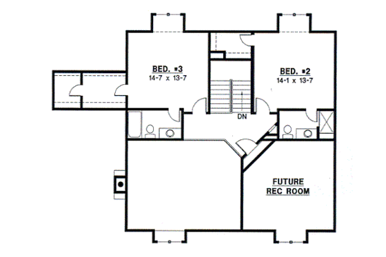 Floor Plan - Upper Floor for Traditional House Plan #67-406 - 3 bed, 3 bath