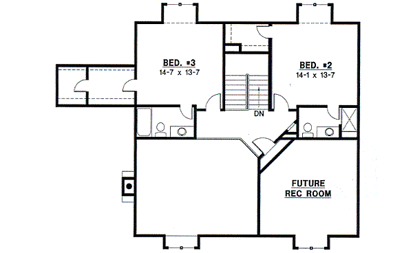 Traditional Floor Plan - Upper Floor Plan #67-406