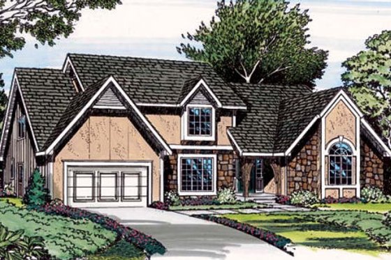 Exterior - Front Elevation for European House Plan #312-277 - 4 bed, 3.5 bath