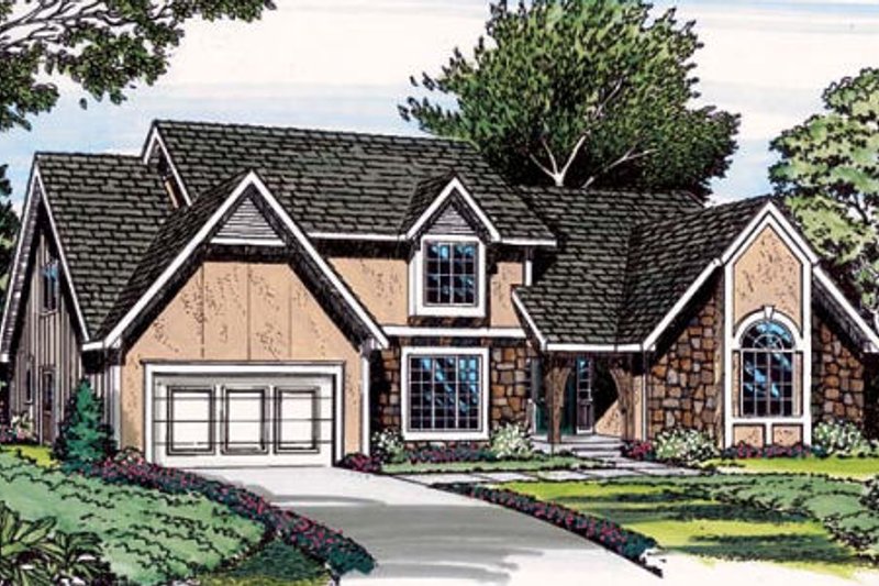 European Style House Plan - 4 Beds 3.5 Baths 3035 Sq/Ft Plan #312-277