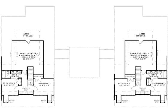 Floor Plan - Upper Floor for Southern House Plan #17-2263 - 3 bed, 3.5 bath