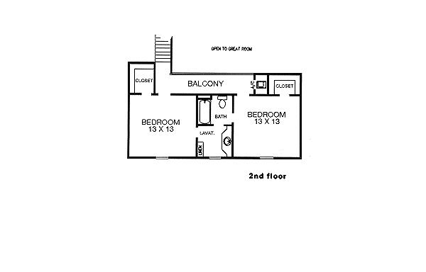 Country Floor Plan - Upper Floor Plan #14-210